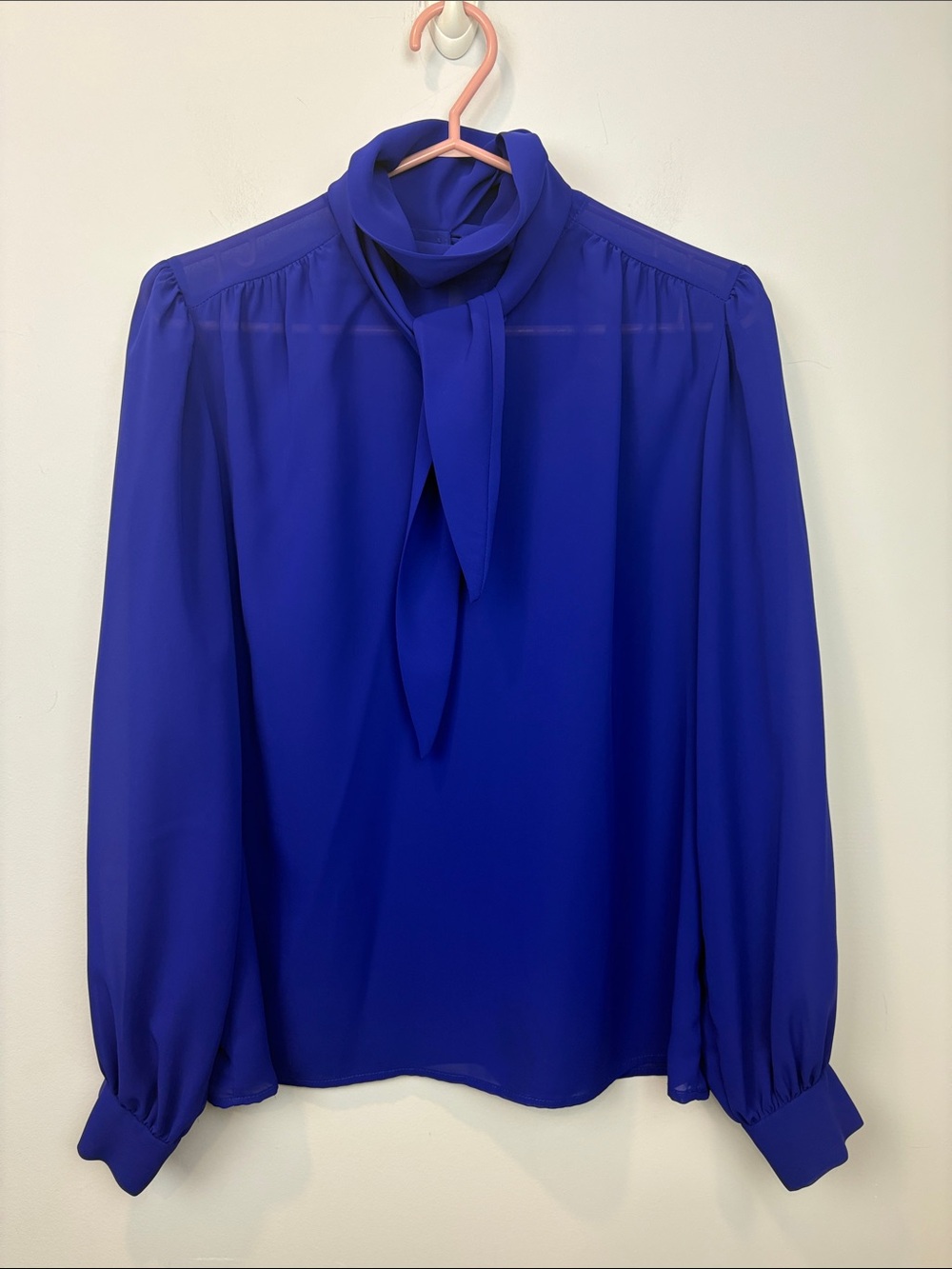 Vintage purple Tie-Neck Long Sleeve Blouse